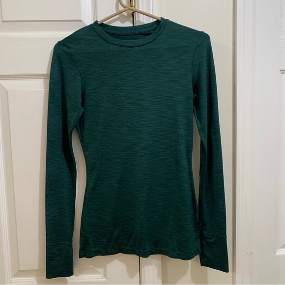 Prana Tops - Prana Dark Green Long Sleeve Athletic Top with  Artistic Print on Arms Size XS